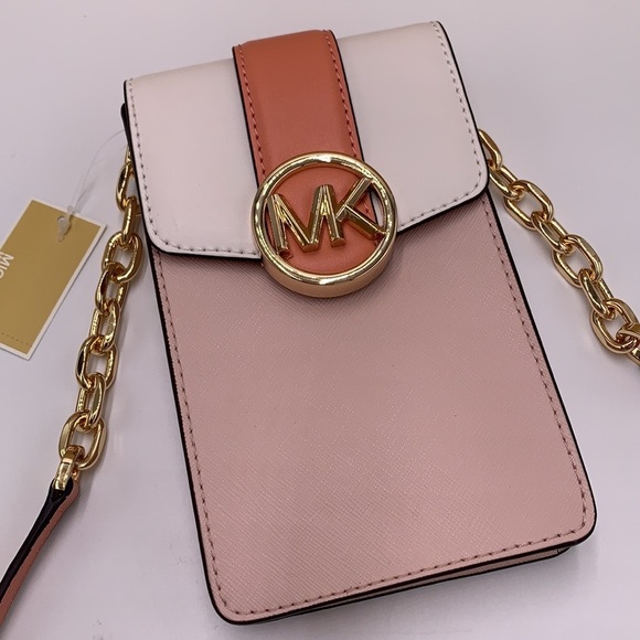 MICHAEL KORS Carmen Small Color-Block  Phone Crossbody Bag POWDER BLUSH MULTI - Picture 6 of 16